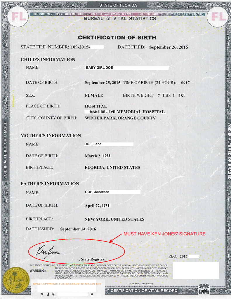 How to apostille a Florida Birth Certificate