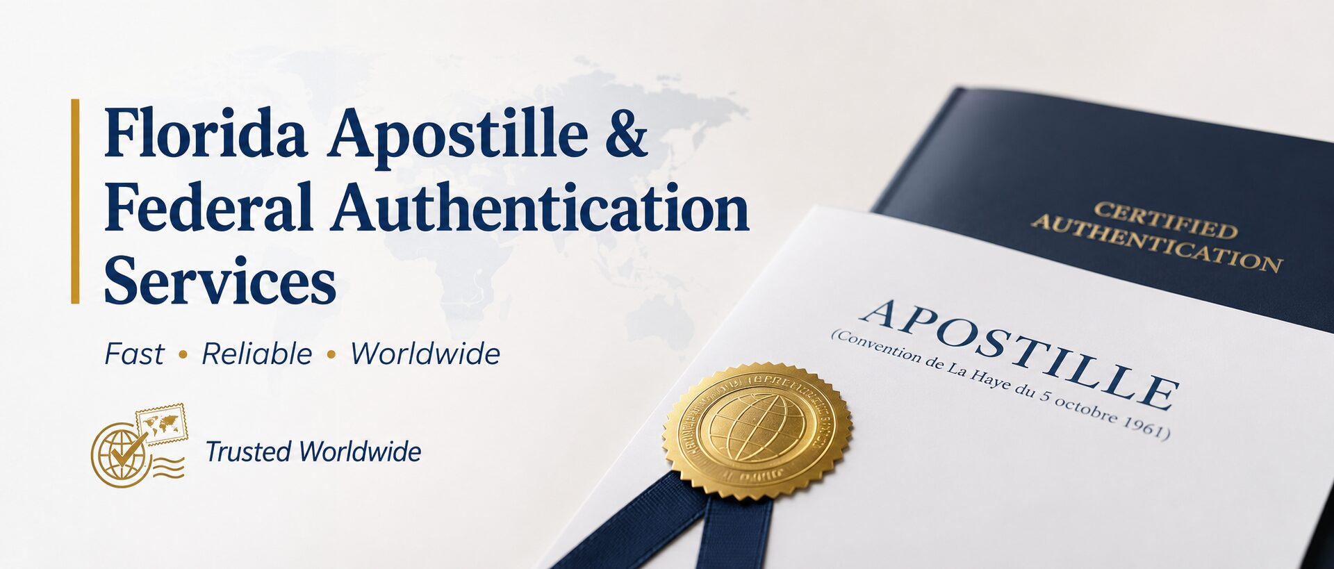Florida Apostille and Federal Authentication Services with certified documents for international use and expedited worldwide document legalization.